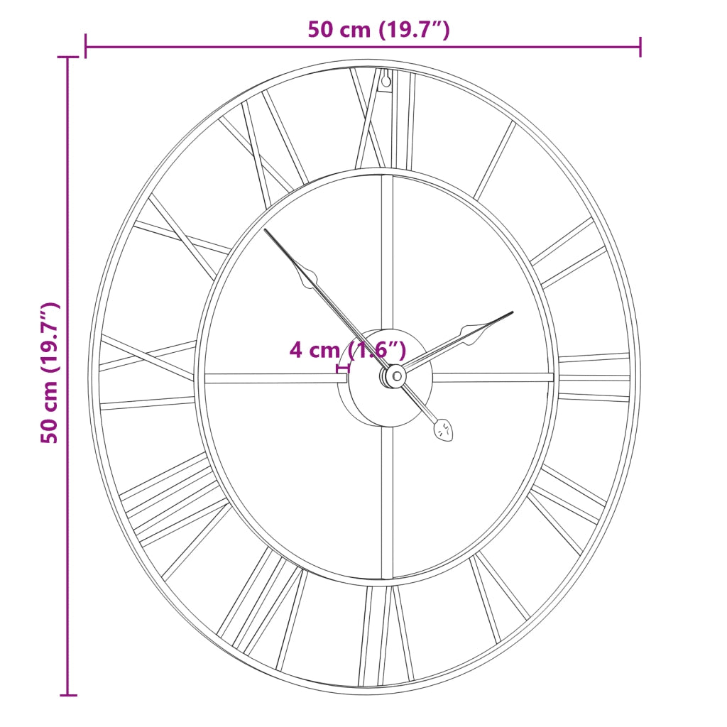 Orologio da Parete Nero Ø50 cm in Ferro 4008411