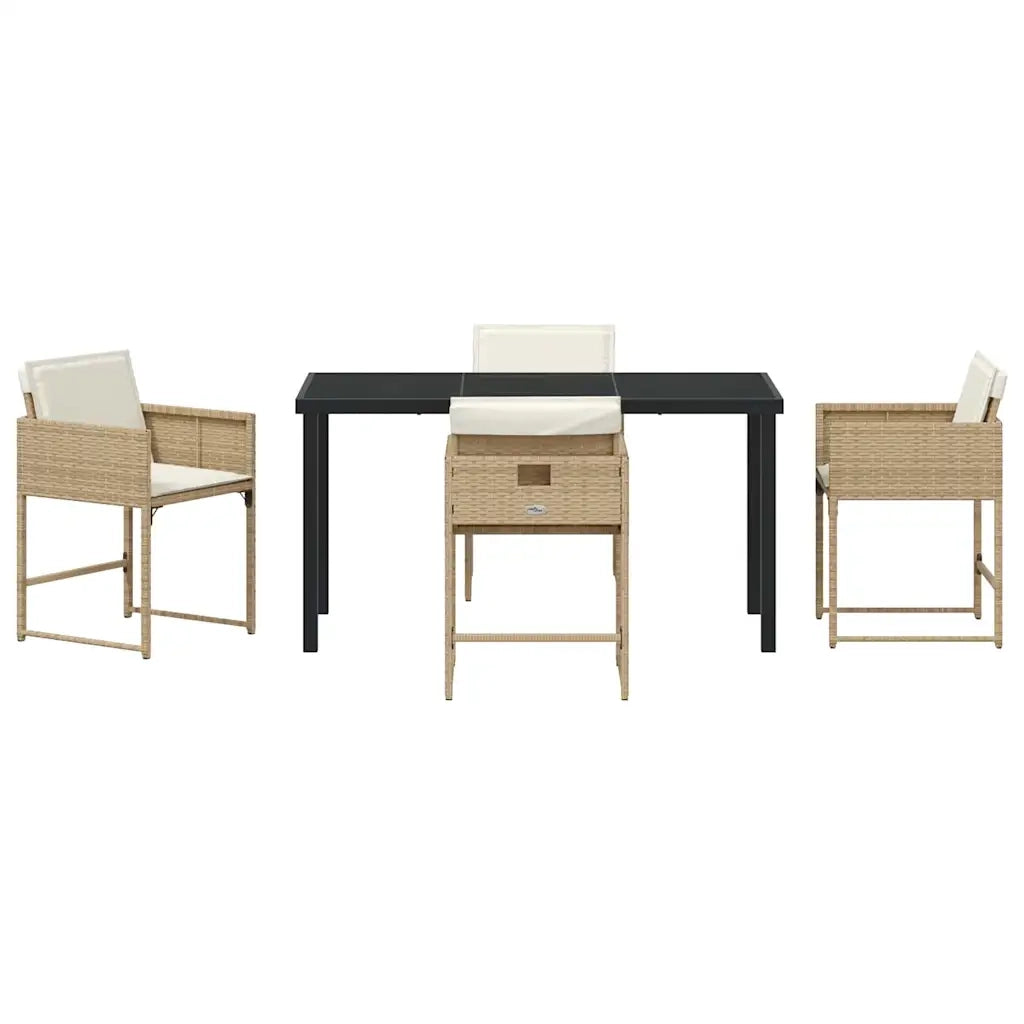 Set da Pranzo per Giardino 5 pcs Beige polyrattan
