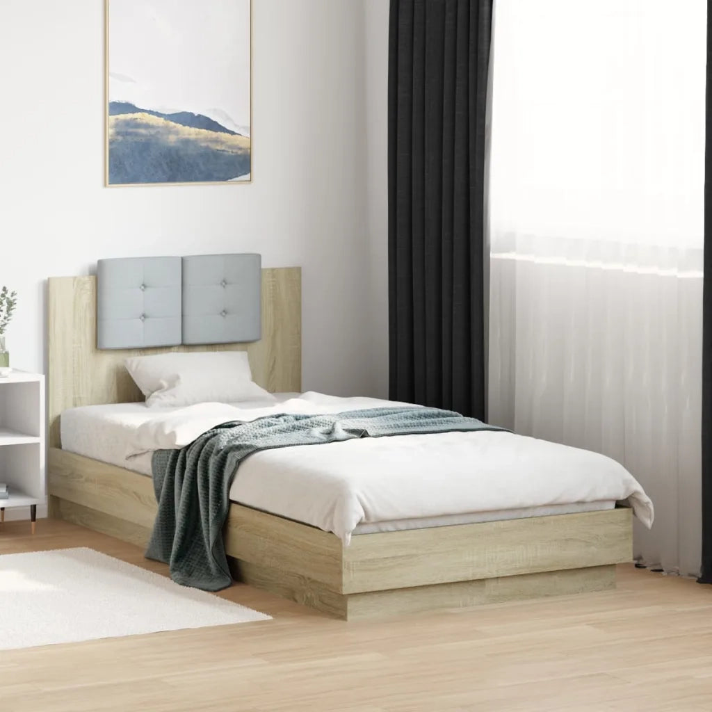 Giroletto con Testiera-Struttura Letto con testiera Rovere Sonoma 90x190cm Legno Multistrato
