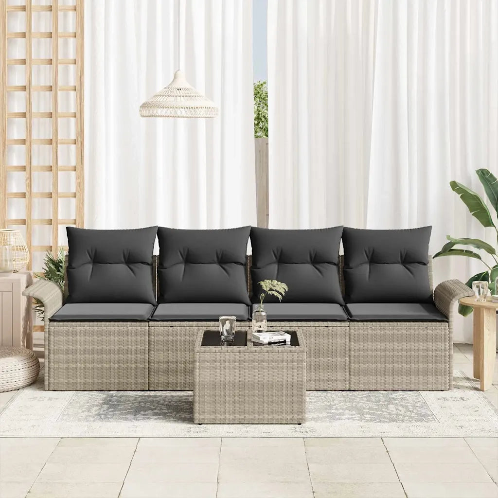 Set Divano da Giardino 5 pcs Grigio chiaro e grigio scuro