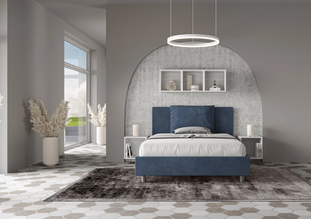 Letto Matrimoniale 160x190 cm con Rete Antea Blu
