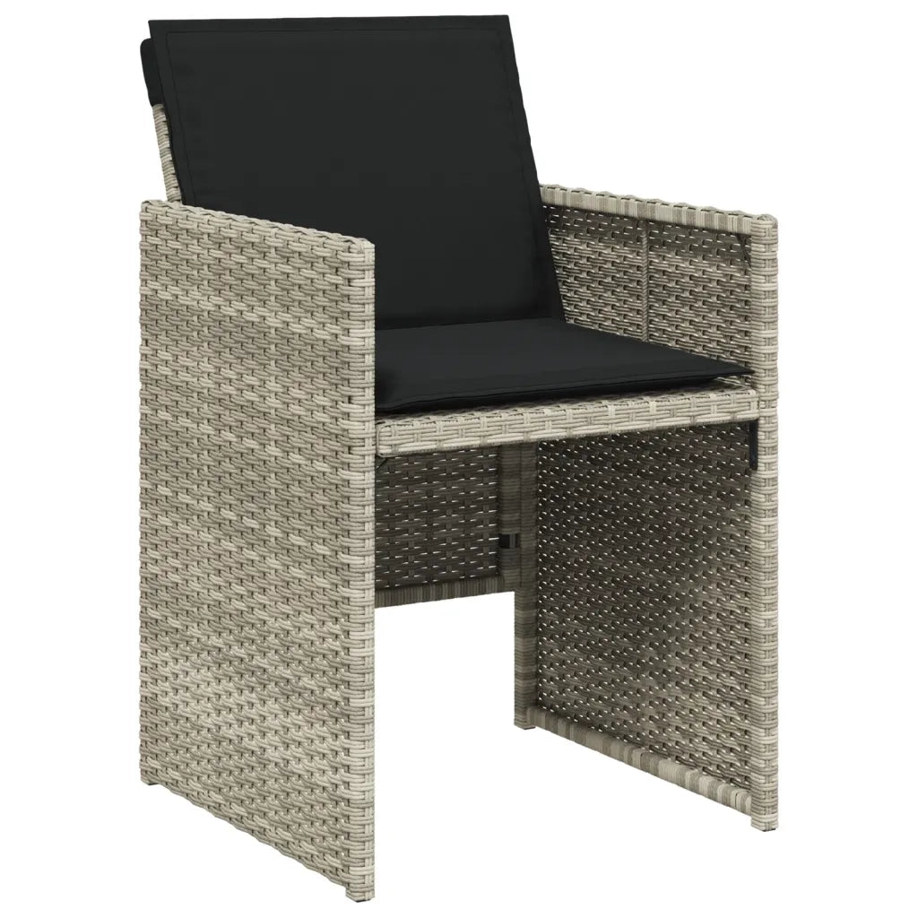 Set Pranzo da Giardino 9pz con Cuscini Grigio Chiaro Polyrattan 3277726