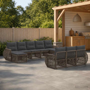 Set Divano da Giardino 10 pz Grigio e Grigio Scuro polyrattan 3435551