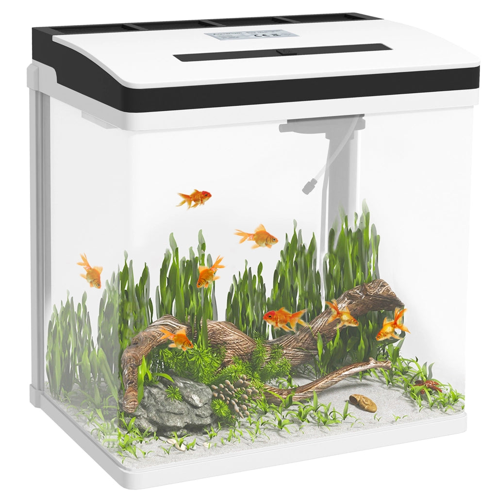 Acquario in vetro con filtro coperchio e luce LED ¨C Xylo ¨C 28L 38x26x39,5cm bianco