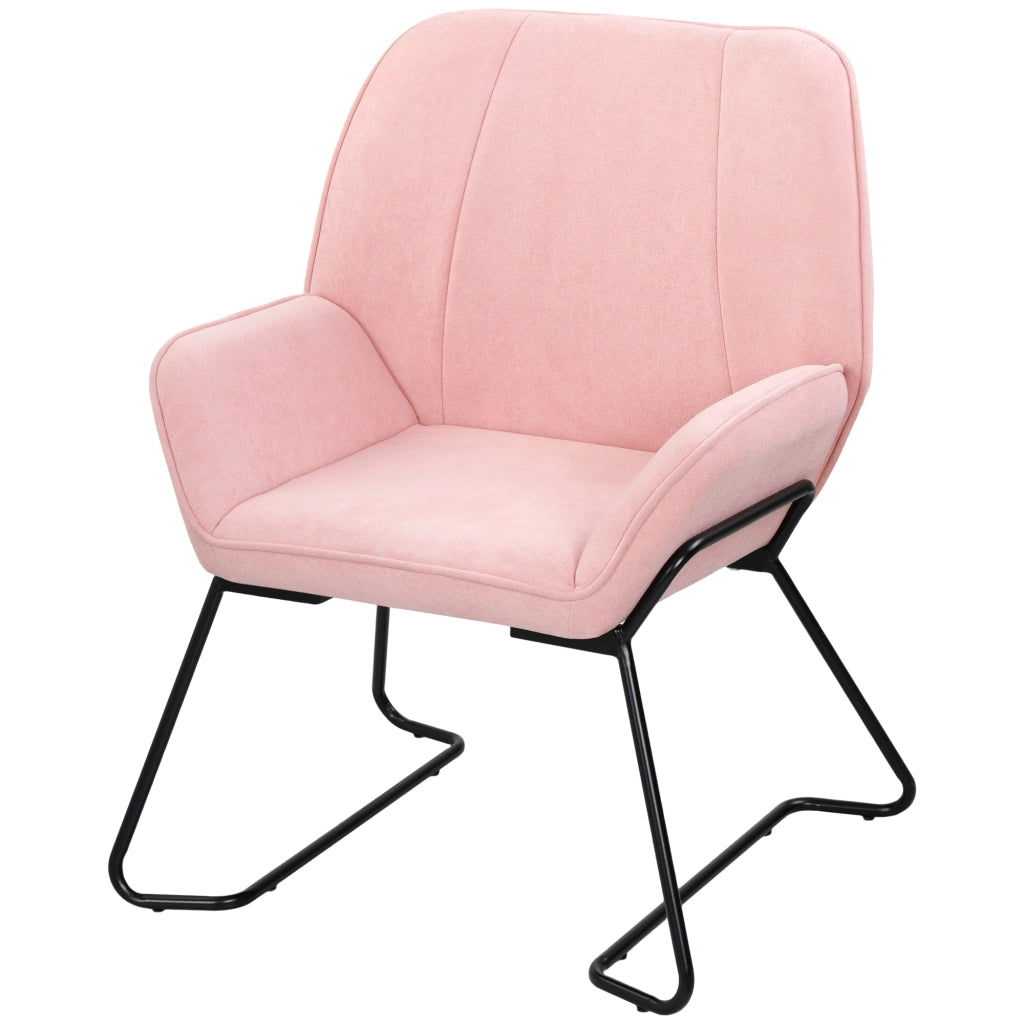 Poltrona imbottita in velluto ¨C zephmum ¨C rosa con gambe in metallo