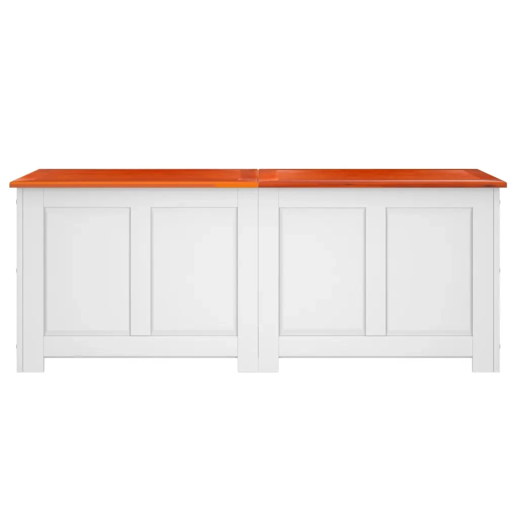 Cassapanca con Coperchio Marrone e Bianco Legno Massello Acacia 364921