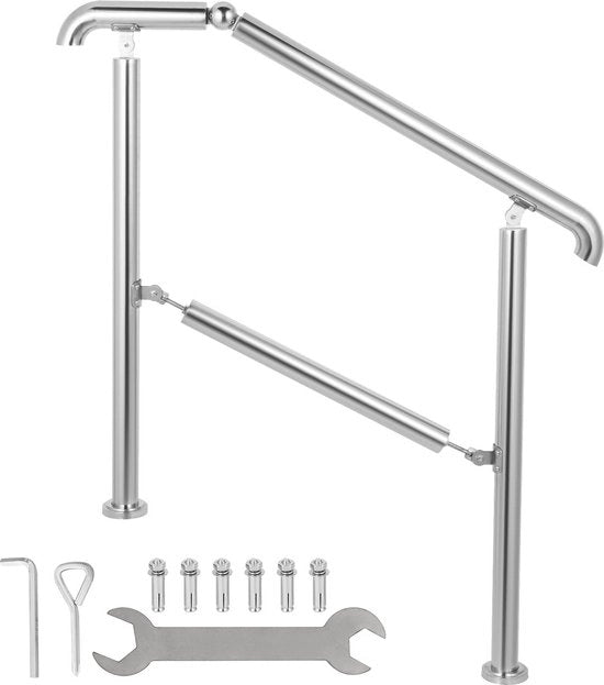 Scala a due rampe - Gradini - Capacità di carico 100 kg - Diametro tubo 1,2 mm - Angolo regolabile - Adatto per uso interno ed esterno e veranda - terrazza - scale per casa - edifici commerciali - alberghi