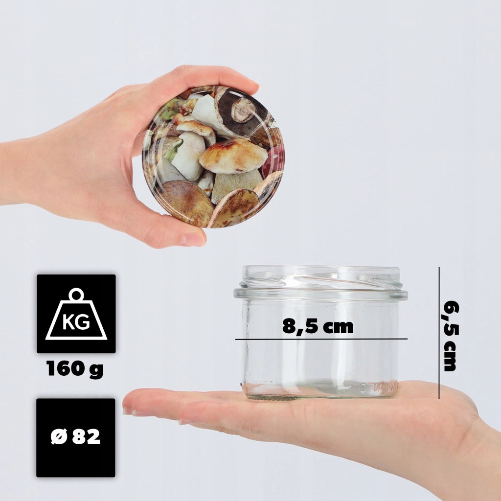 KADAX Barattoli Tartu 235ml 10pz 82mm + coperchi "Funghi"