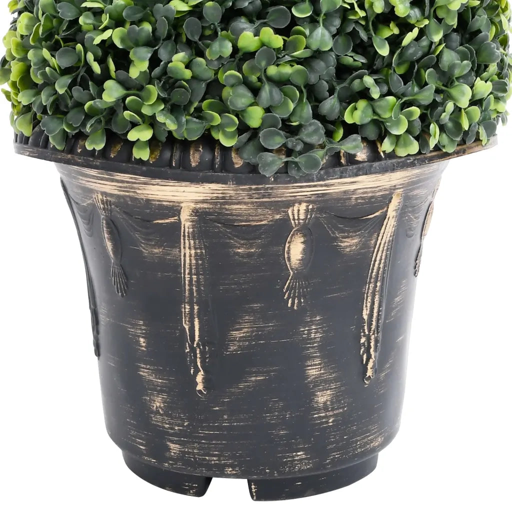 Pianta di Bosso Artificiale a Spirale con Vaso Verde 59 cm 336507