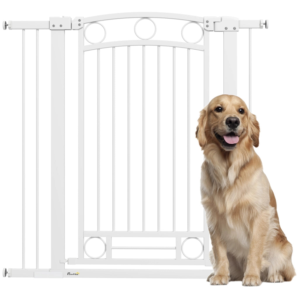 Barriera per Cani con Porta Regolabile ¨C Minimal ¨C Bianco 76-104 cm