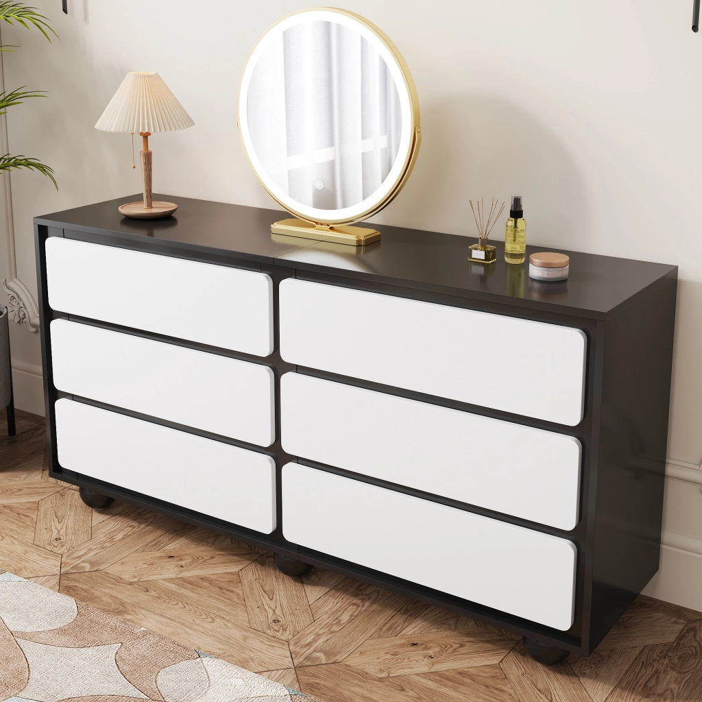 Sideboard moderno con 6 cassetti - Zephmum- 140¡Á38¡Á74,5cm- Design elegante e funzionale