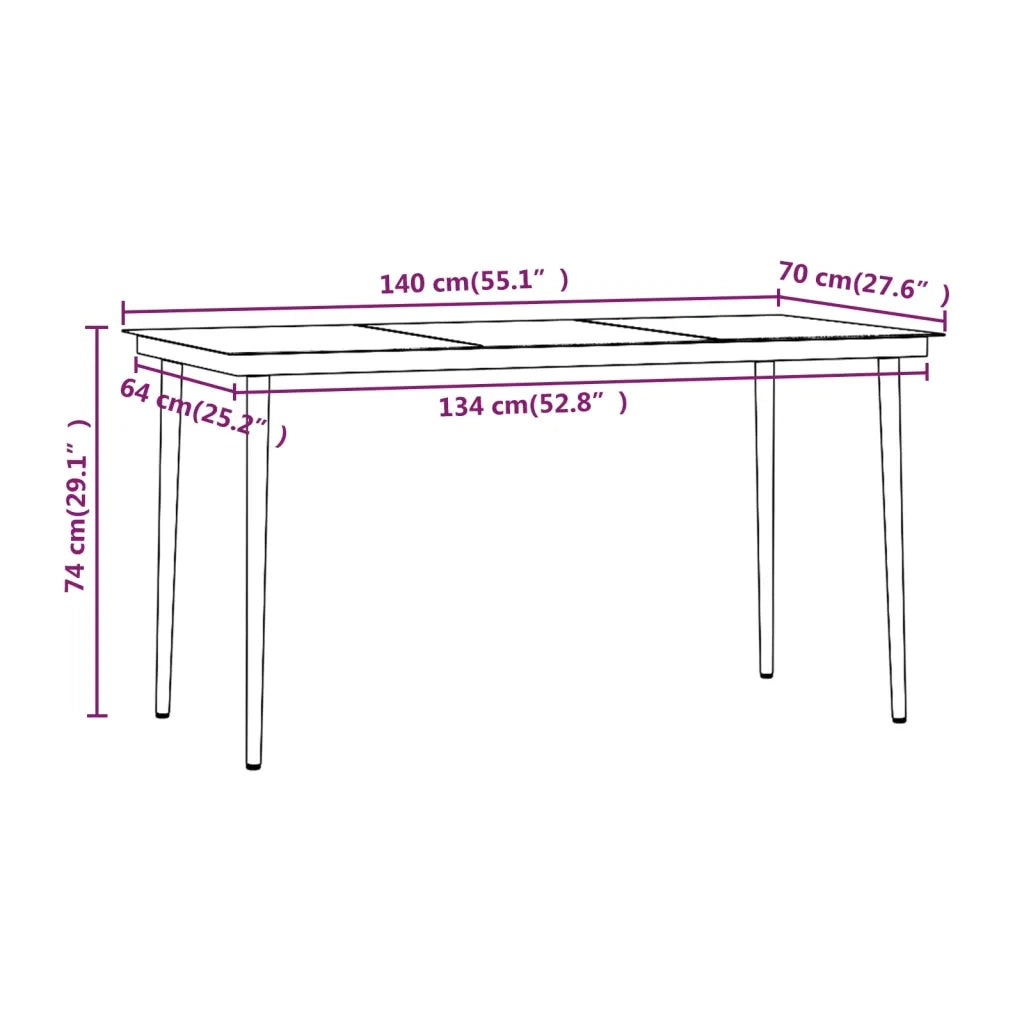 Set da Pranzo da Giardino 7 pz con Cuscini Nero 3099520