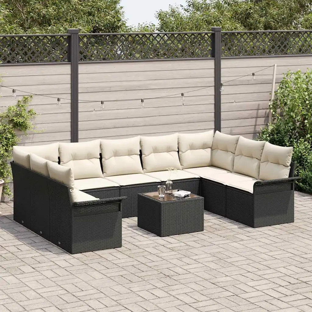 Set Divano da Giardino 10 pcs Marrone polyrattan