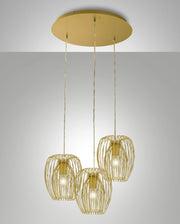 Camp Lampada a Sospensione in Metallo Colore Oro Opaco Ø500mm, Design Moderno e Struttura Elegante per Illuminazione Interni Classe 1 IP20