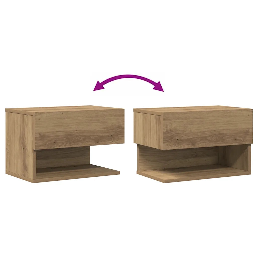 Comodini a Muro 2 pz Rovere Artigianale 856823
