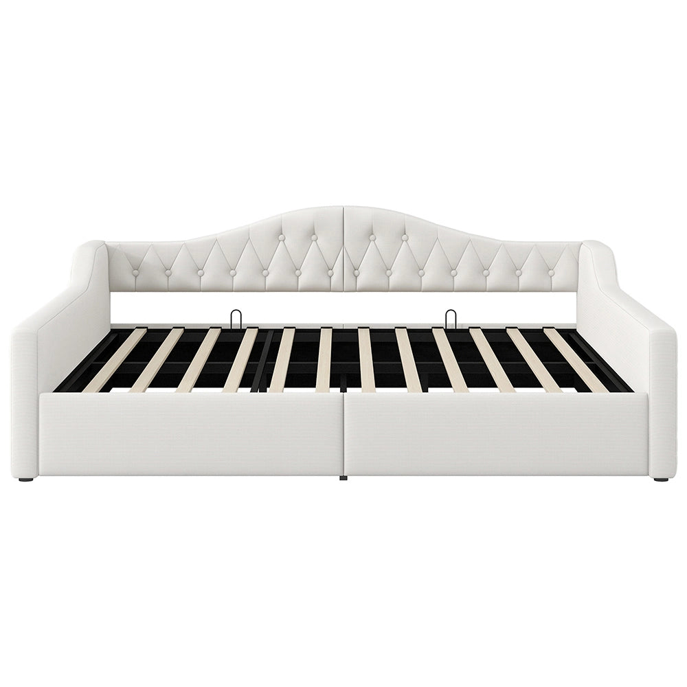 Letto imbottito - Xylo - 140x200cm LED con contenitore, beige