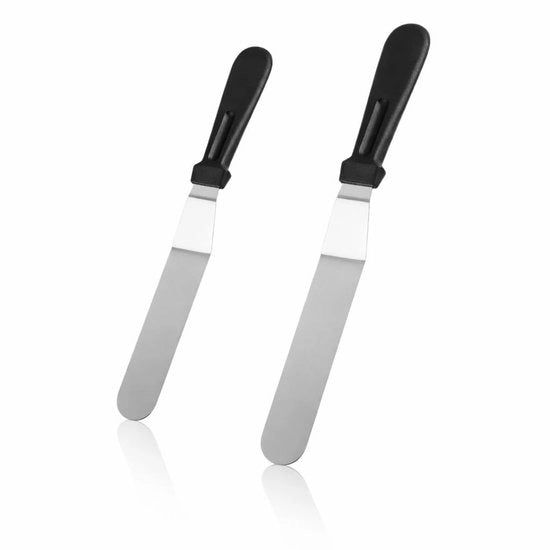 Set di Spatole per Glacé 2 pezzi - Piastra angolare - Spatola per torte - Acciaio inossidabile - 15 cm/20 cm - Forma obliqua per decorazione