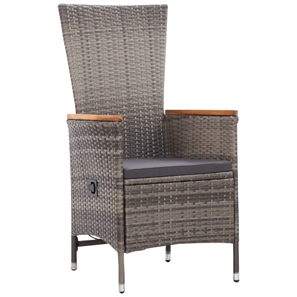 Set da Pranzo da Giardino 11pz con Cuscini in Polyrattan Grigio 3277561