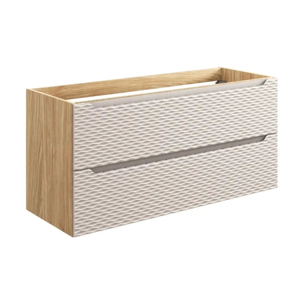 Mobile sottolavabo YOKA - Beige e rovere chiaro 120 cm