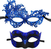 Maschera per il viso a forma di veneziano, 2 pezzi, con bordo, per il viso e per gli occhi, in plastica/poliestere, per metà del viso.
