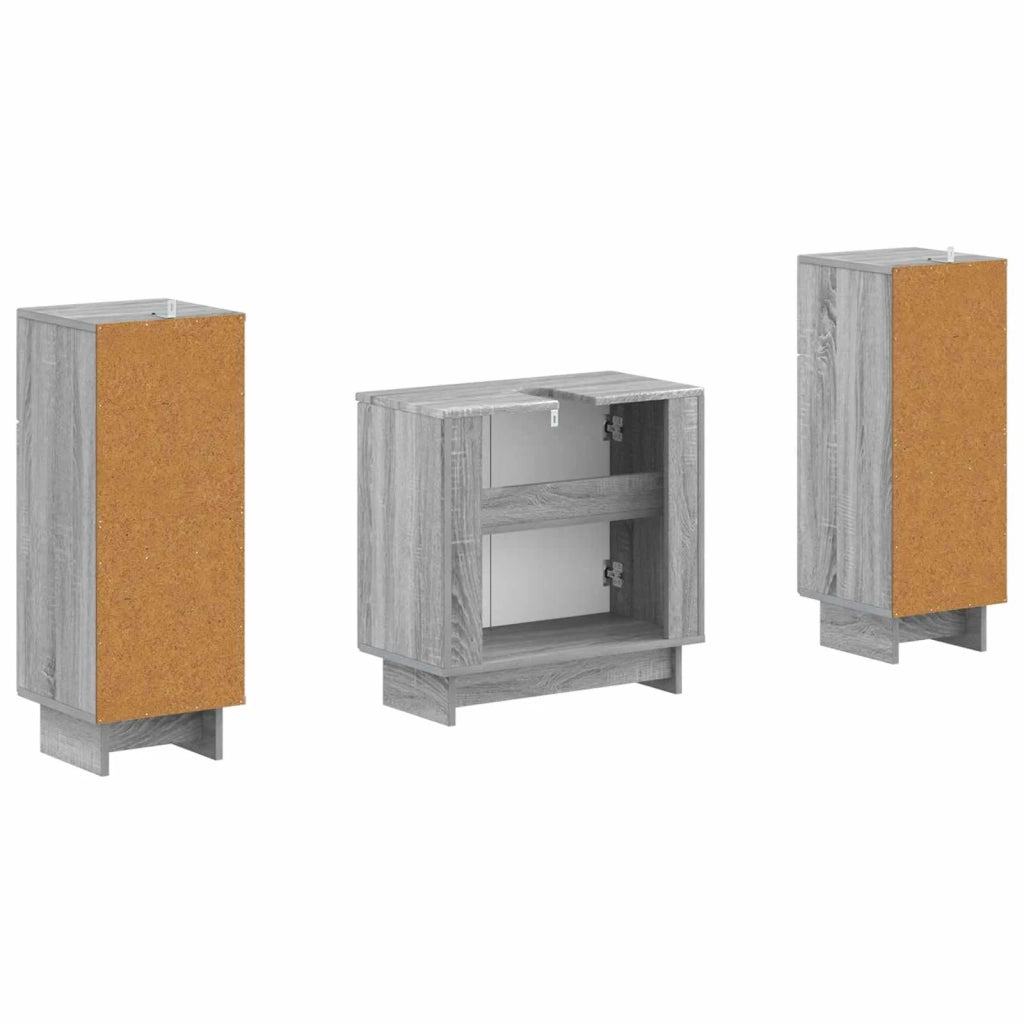 Set di Armadi da Bagno da 2 Pezzi EDE Sonoma grigio 3417987