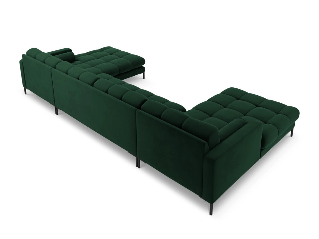 Cosmopolitan Design - Divano panoramico "Bali" 7 posti in velluto verde bottiglia 