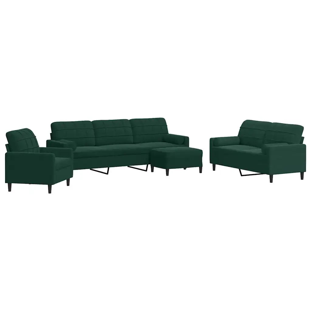 Set di Divani 4 pz con Cuscini e Rinforzi Verde scuro Velluto 3278463