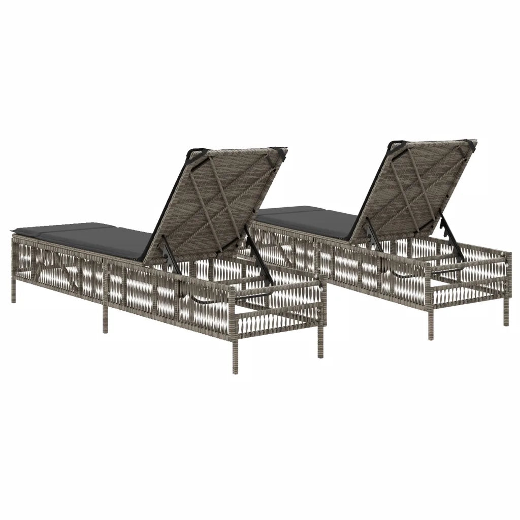 Lettini Prendisole 2 pz con Cuscini Grigio in Polyrattan 3261598