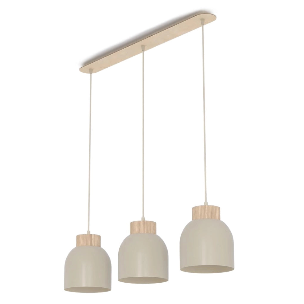 Lampada sospesa VIGO beige legno 3xE27 Emibig