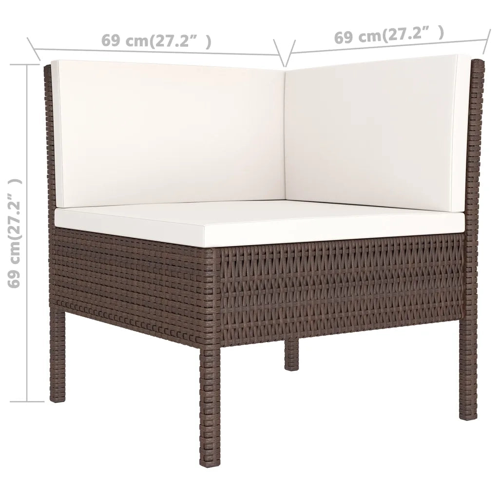 Set Divani da Giardino 8 pz con Cuscini in Polyrattan Marrone 3094543
