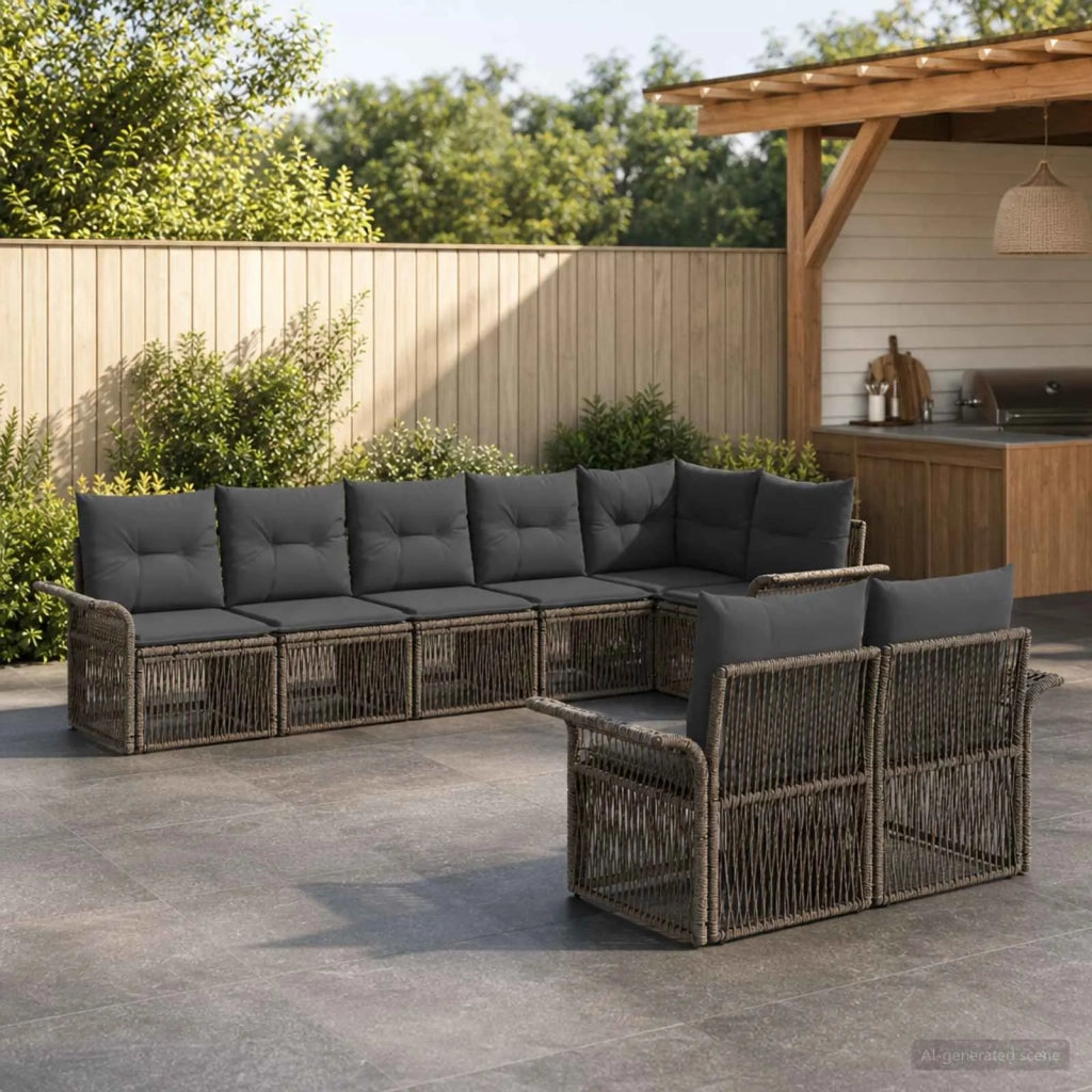 Set Divano da Giardino 8 pz Grigio polyrattan 3434891