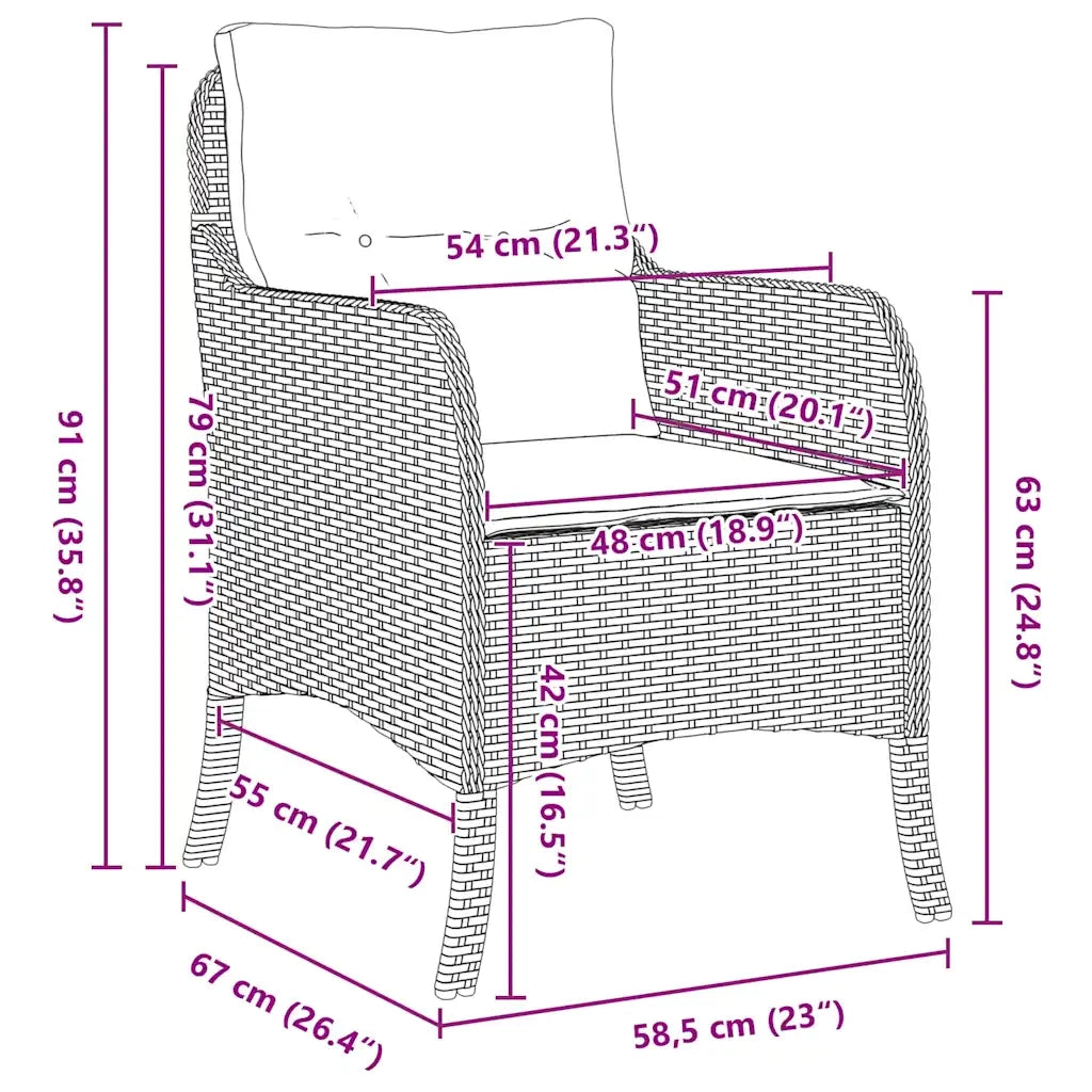 Set da Pranzo per Giardino con cuscino 5 pcs Grigio polyrattan 3380192