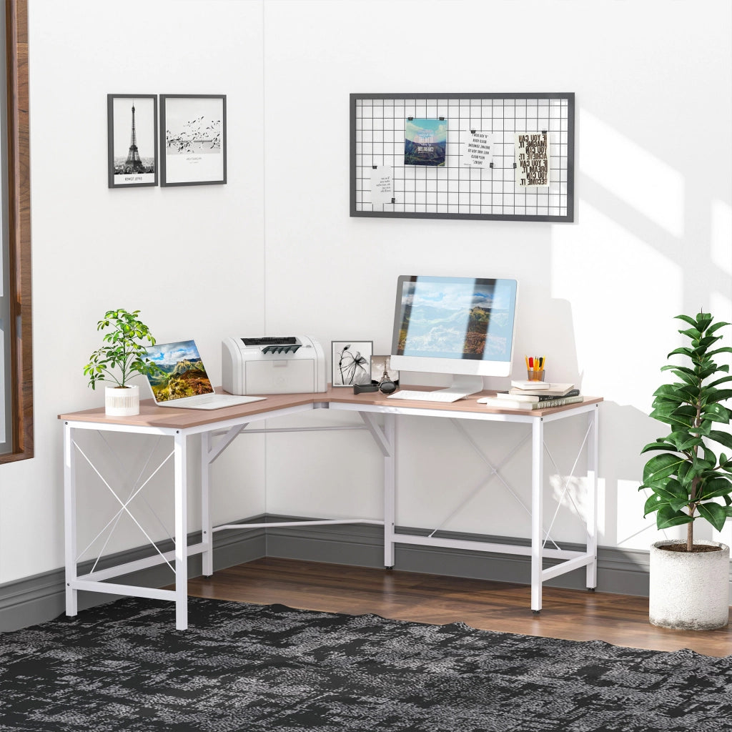 Scrivania Angolare in Legno ¨C Minimal ¨C MDF Naturale Grigio 150x150x76 cm