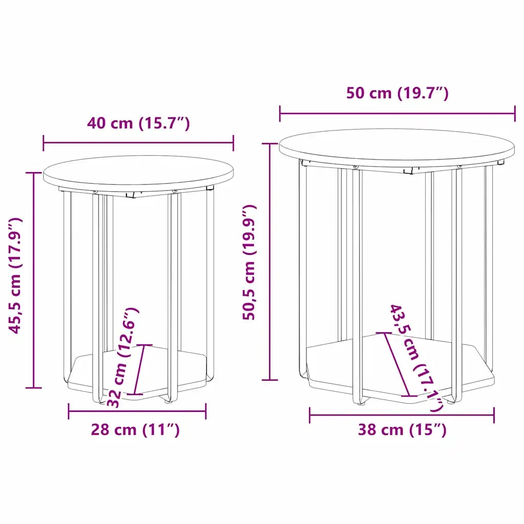 Set tavolini con lo scaffale 2 pcs Marrone 869718