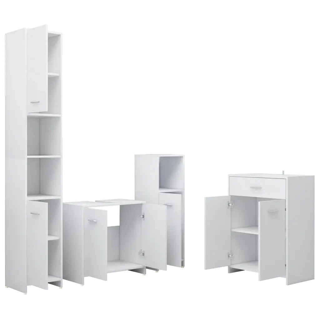 Set Mobili da Bagno | Armadio da bagno 4 pz Bianco