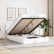 Pouf Letto con Materassi e LED Bianco Puro 140x190cm Similpelle
