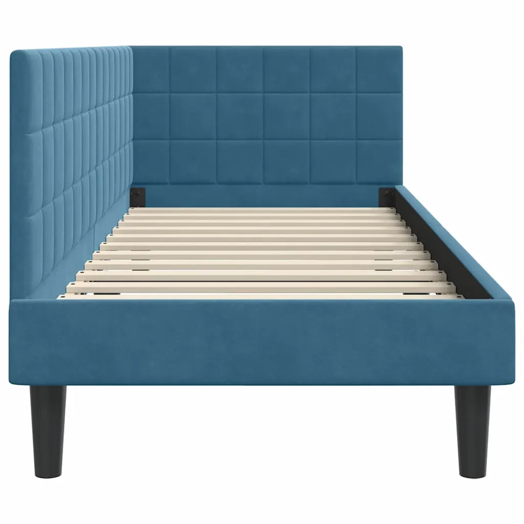 Cornice del letto ad angolo Blu 80 cm x 200 cm Velluto 42016407