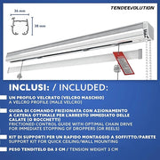 Binario Tenda a Pacchetto 4 Calate con cassone, Bastone Attacco Parete/Soffitto, Binario in Alluminio Bianco Lunghezza 120 CM Comando a destra