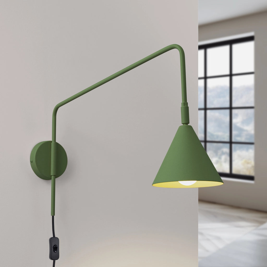 Lampada da parete NOX in acciaio verde oliva E14 LED 10W moderna luce d'accento