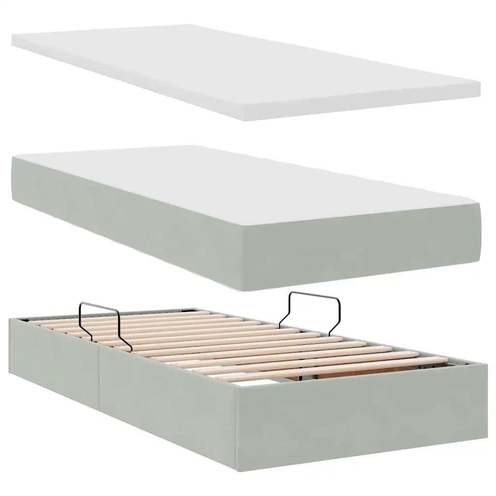 Letto con contenitore e LED Grigio chiaro 100 x 200 cm Velluto 3372765