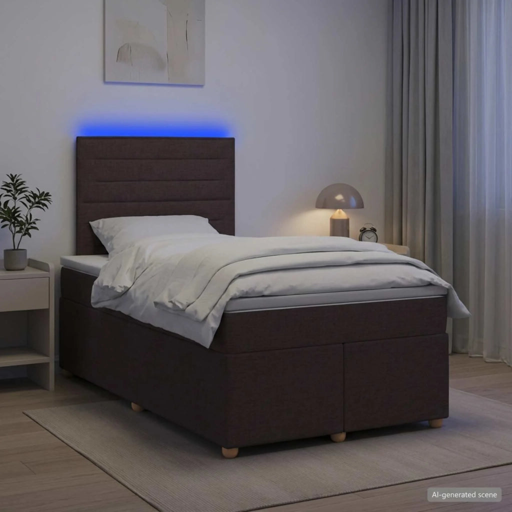 Letto box spring con materasso Marrone Scuro 120 x 200 cm 3455318