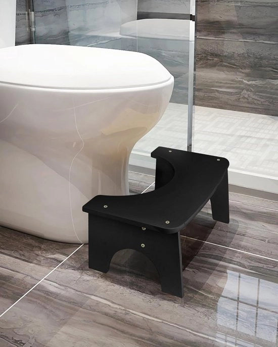 Sedia da Bagno in Legno con Supporto Antiscivolo, 35 Gradi, C-Formata, Solida (Nero)