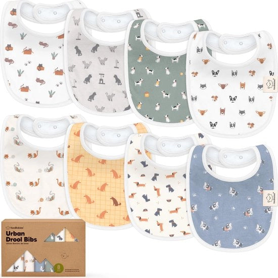 Set di salviette per bambini - 8-pack salviette in cotone biologico per bambini con denti da latte - Salviette per bambini - Salviette grandi per neonati, bambini in età prescolare (animali e piedi)