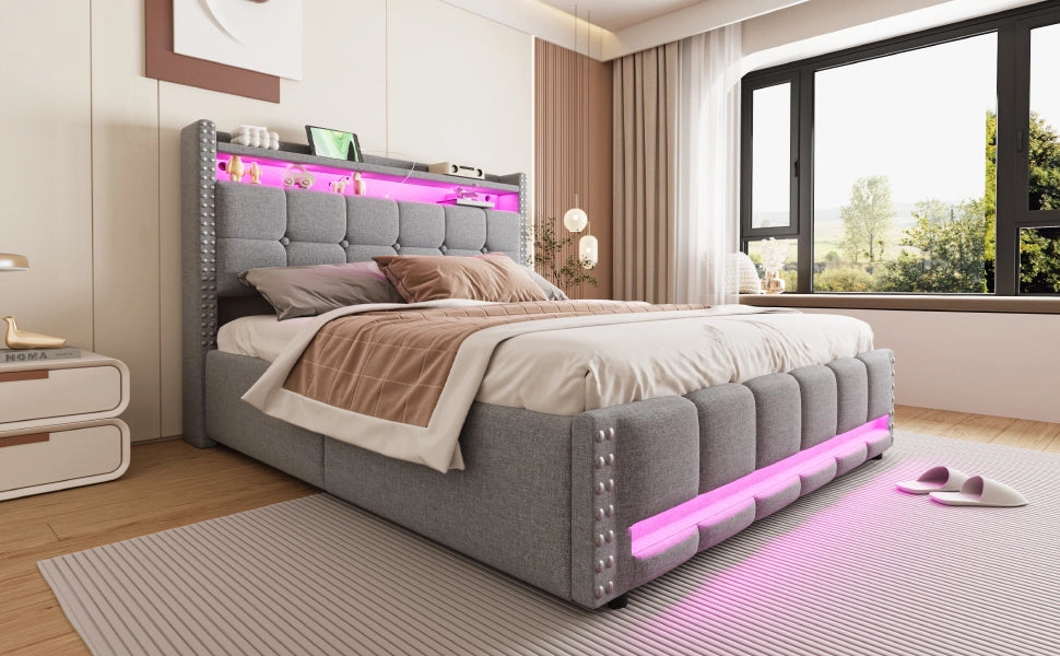 letto imbottito lino grigio chiaro 160 x 200 cm