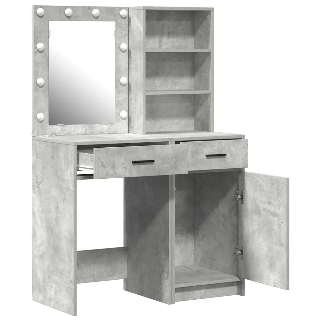 Set da tavolo da trucco con LED con porta 2 pcs Grigio cemento 3334275