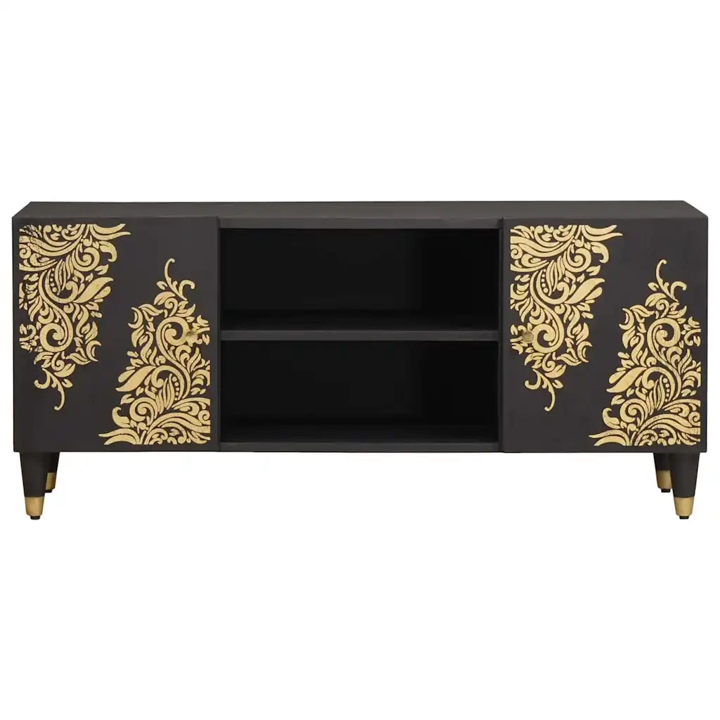 Mobile TV Nero 105 x 33 x 46 cm Legno di mango massello 4018808