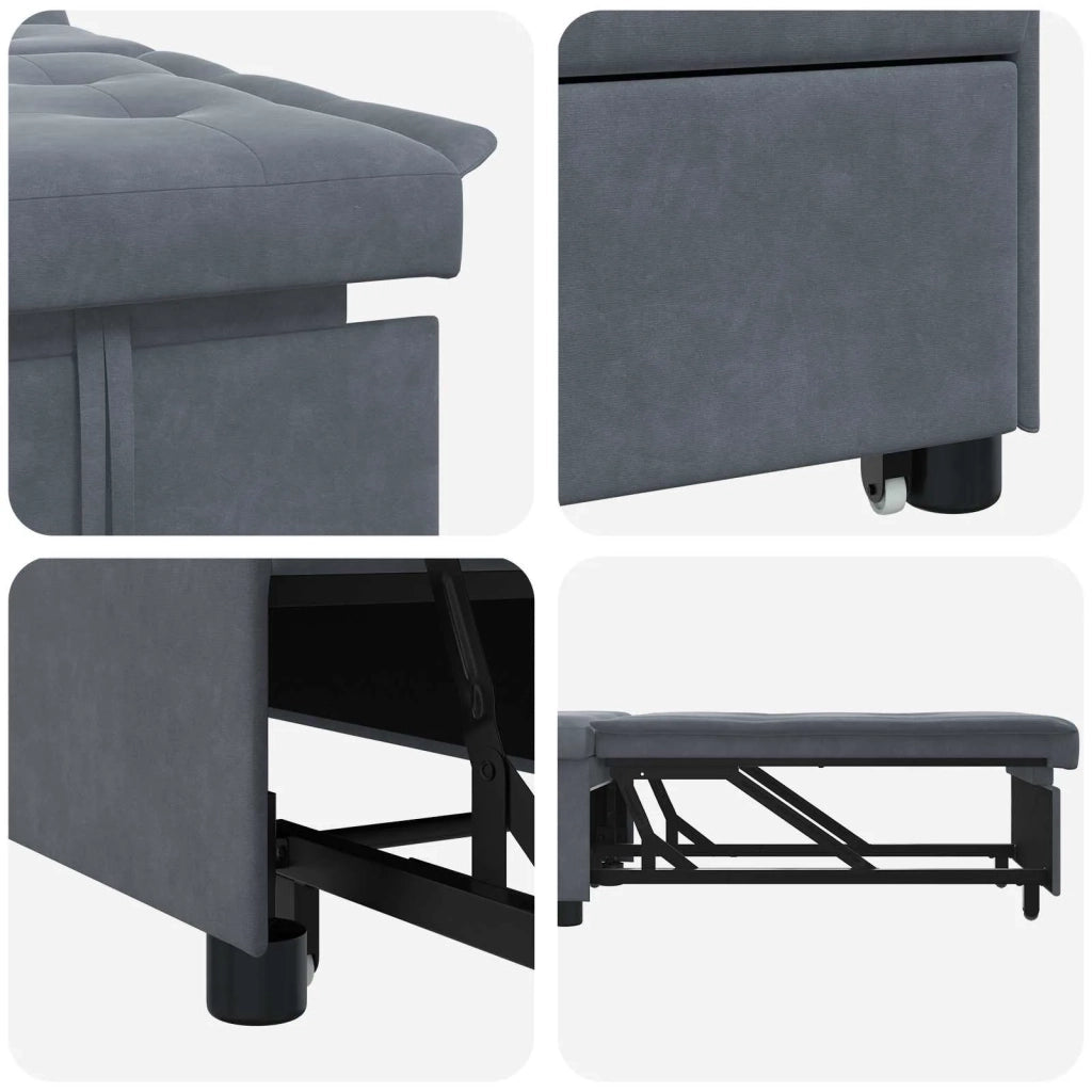 Divano letto Grigio scuro 194 x 67 x 82 cm Velluto 42008595