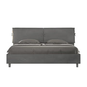 BS COM Letto matrimoniale king size contenitore imbottito 180x200 microfibra grigio