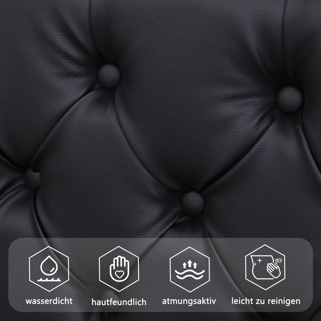 LETTO Imbottito 160x200 cm Nero in PU con LED e rete a doghe
