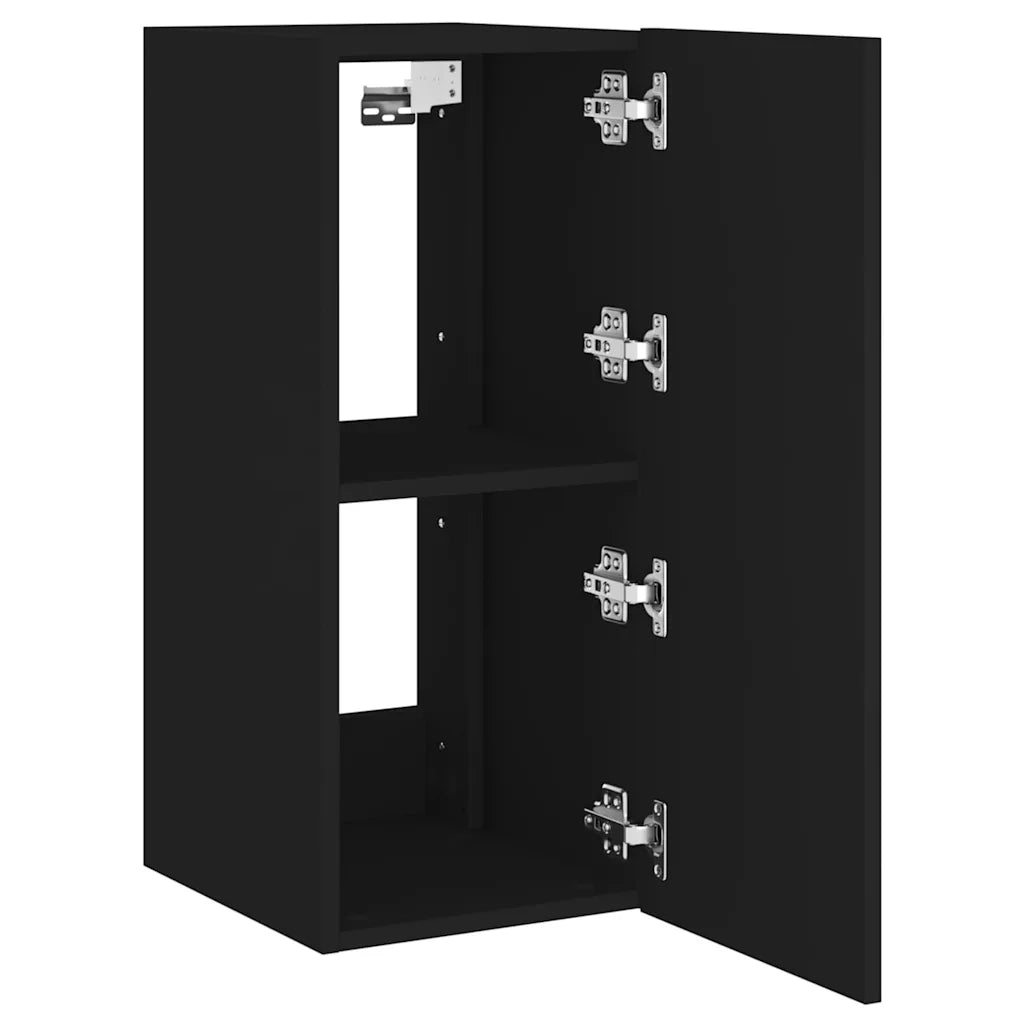 Mobile TV a Parete con Luci LED-Mobile TV a Muro Nero 30,5x35x70 cm